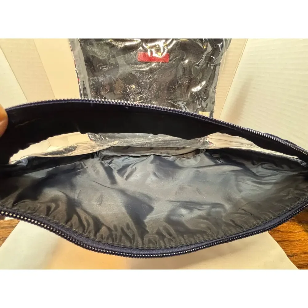 Tommy Hilfiger Cosmetic Bag Monogram Logo Navy Red Makeup Toiletry Mini Purse
